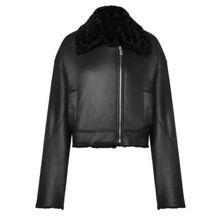 CROPPED FUR LEATHER JACKET FOR WOMEN
